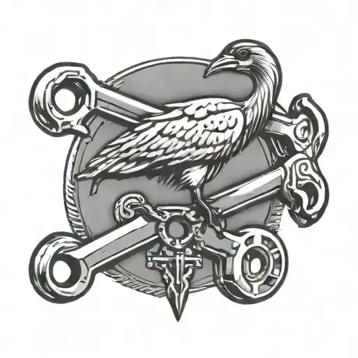 crane machine mechanic wrench tattoo design idea