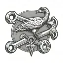 crane machine mechanic wrench tattoo design idea