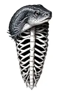 moray eel wrapped around rib cage tattoo design idea