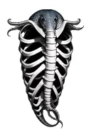 moray eel wrapped around rib cage tattoo design idea