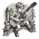 little boy playing guitar in the ghetto tattoo design idea