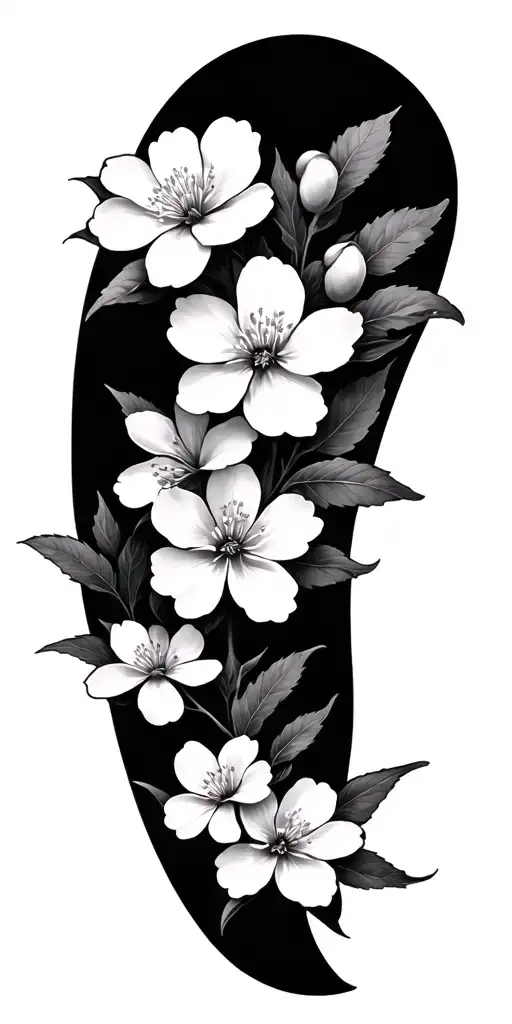 cherry blossom with windbars tattoo design idea