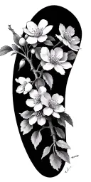 cherry blossom with windbars tattoo design idea