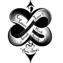 Infinity design with 5 names written 1. Xavier 2. Micah 3. Zurianne 4. Nevach5. Amari tattoo design idea