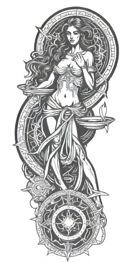 Taurus and young sexy woman betrays tattoo design idea