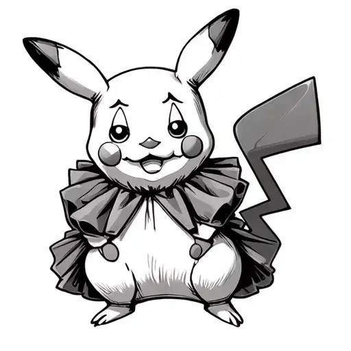 pikachu dress as Art The Clown tattoo design idea