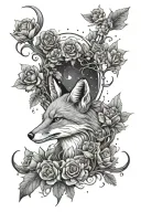fox galaxy garden scene tattoo design idea