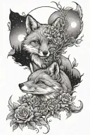 fox galaxy garden scene tattoo design idea