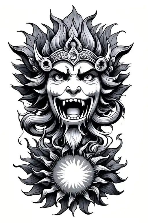 rahu eating the sun tattoo design idea