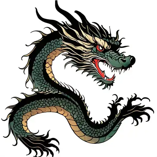 Oriental dragon tattoo design idea