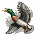 mallard duck flying tattoo design idea