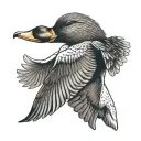 mallard duck flying tattoo design idea