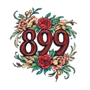 89 96 99 numerals surrounded tattoo design idea
