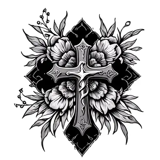rosary cross tattoo design idea
