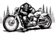 Bigfoot riding motorcycle tattoo design idea