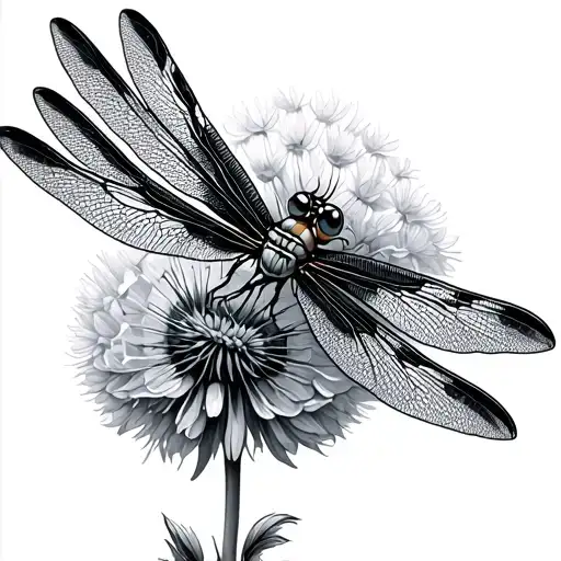 dragonfly on a Dandelion  tattoo design idea