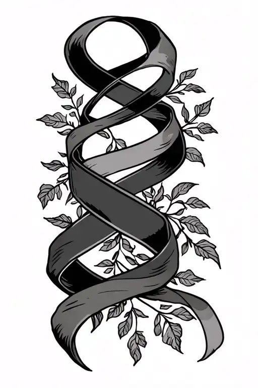 Sobriety with ribbon and vines wrapped tattoo design idea