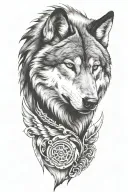 wolf head sideways tattoo design idea