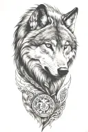 wolf head sideways tattoo design idea