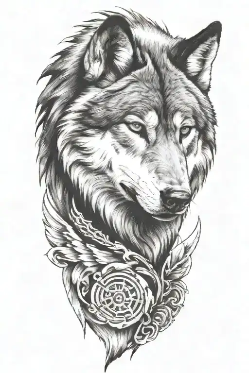 wolf head sideways tattoo design idea