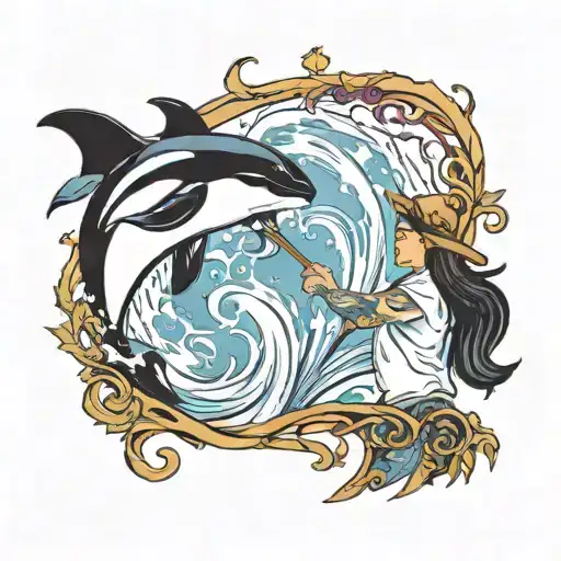 Nicol and wand casting a spell expecto patronum is m from of a orca tattoo design idea