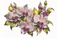 pink dendrobium orchids, yellow rose, mom tattoo design idea