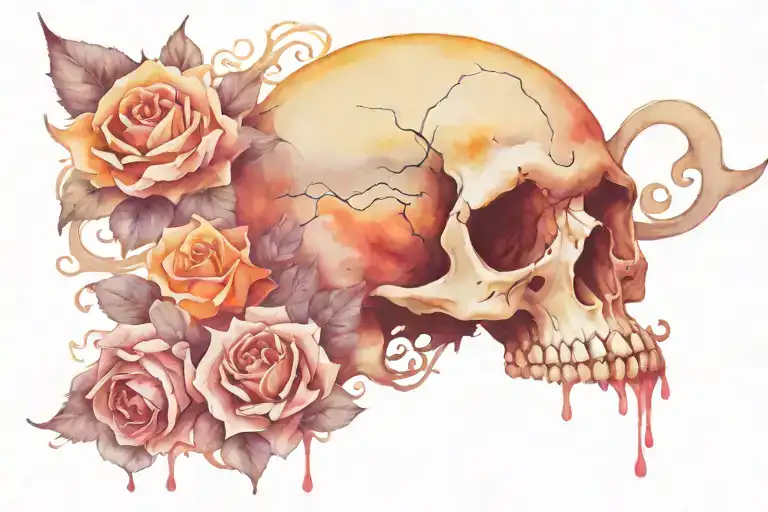 Long live death skull tattoo design idea
