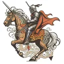 knight on running horse stabbing   tattoo design idea