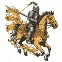 knight on running horse stabbing   tattoo design idea