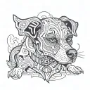 A psychedelic interpretation of a dog named Albert tattoo design idea