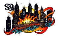 Queen City Artists Creatives city scape tattoo design idea