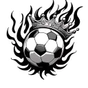 soccer ball with fire and crown tattoo design idea