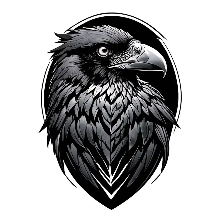 nordic raven black with valnut tattoo design idea