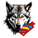 half wolf half superman tattoo design idea