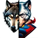 half wolf half superman tattoo design idea