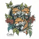 Cerberus heads with cypress trees and pomegranates  tattoo design idea