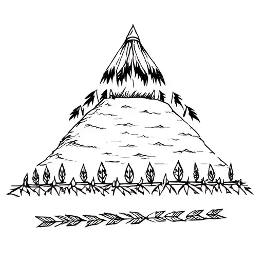 indian mound with arrowheads forming a border tattoo design idea