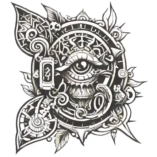 make a tattoo something educational called "El Profe" ,3d,tribal, arm, time, eye tattoo design idea
