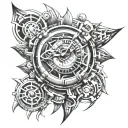 make a tattoo something educational called "El Profe" ,3d,tribal, arm, time, eye tattoo design idea