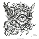 make a tattoo something educational called "El Profe" ,3d,tribal, arm, time, eye tattoo design idea