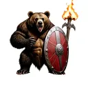 bear with viking shield tattoo design idea