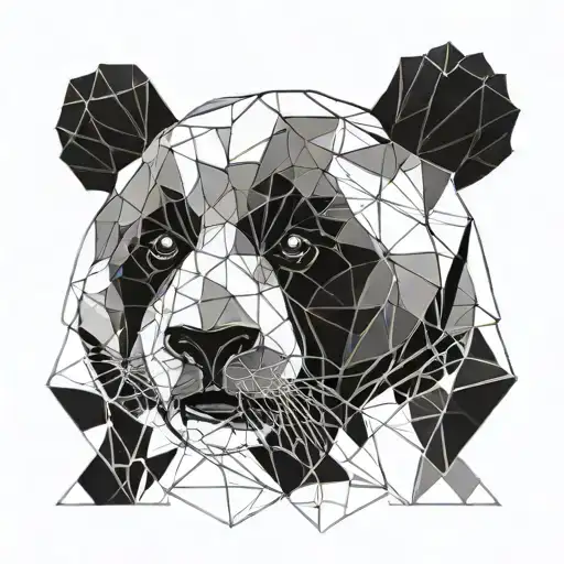 A black and white tattoo sketch design of a panda, crafted entirely through negative space tattoo design idea