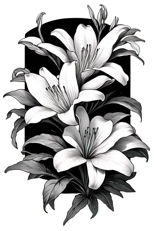 stargazer lilies and magnolia flower tattoo design idea