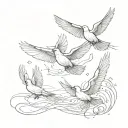 four birds flying opposite directions symbolizing difunctional family tattoo design idea