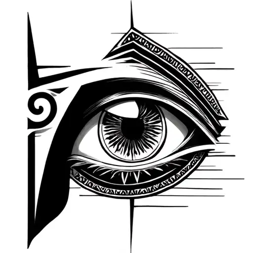 eye of horus in front of pyramid tattoo design idea