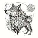 wolf and cubs full moon tattoo design idea