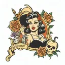 Halloween pin up girl tattoo design idea