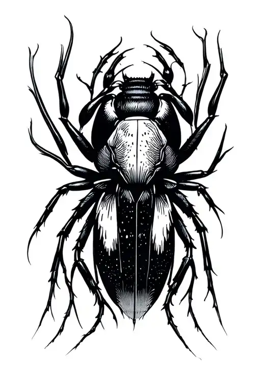 Black work transition from hand to wrist with sharp lines similar to insect paws tattoo design idea