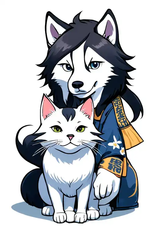the husky and his white cat shizun tattoo design idea