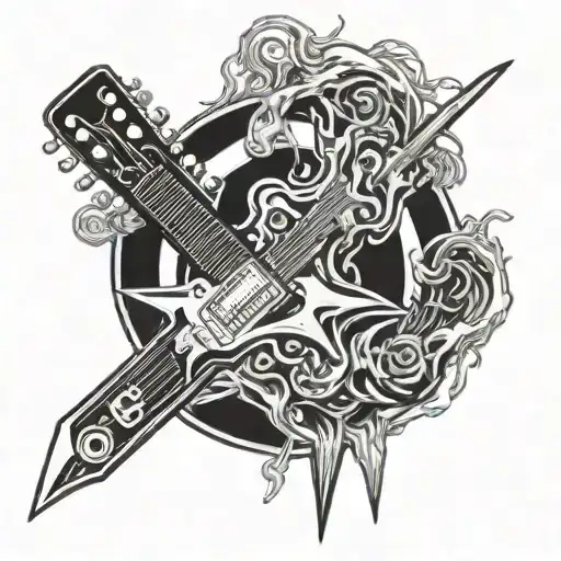 James Hetfield guitar and microphone acdc lightning bolt tattoo design idea